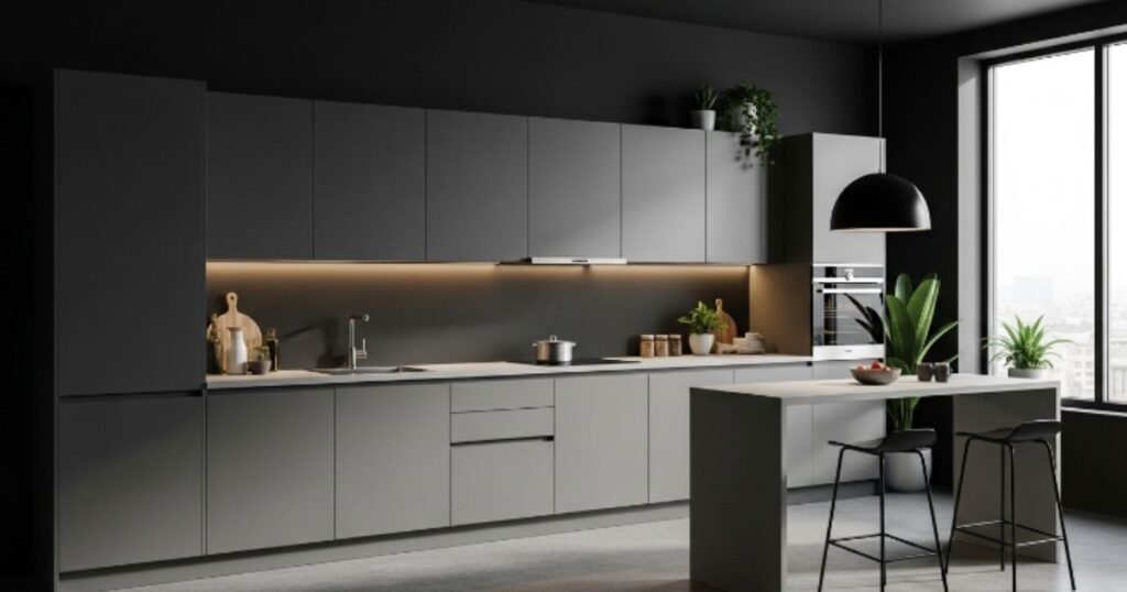 Black Walls with Gray Cabinets