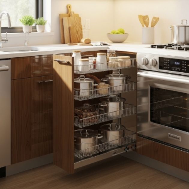 Blind Corner Pull-Out Cabinet for Hidden Space