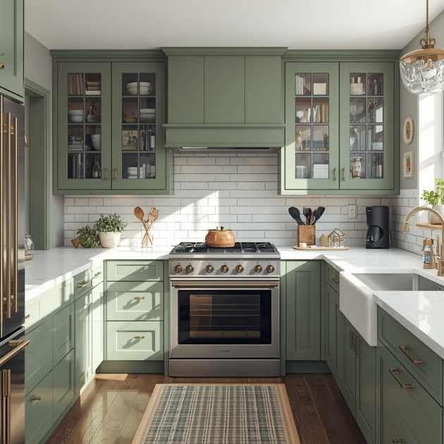 Choosing Hardware and Appliances in Sage Green Kitchen