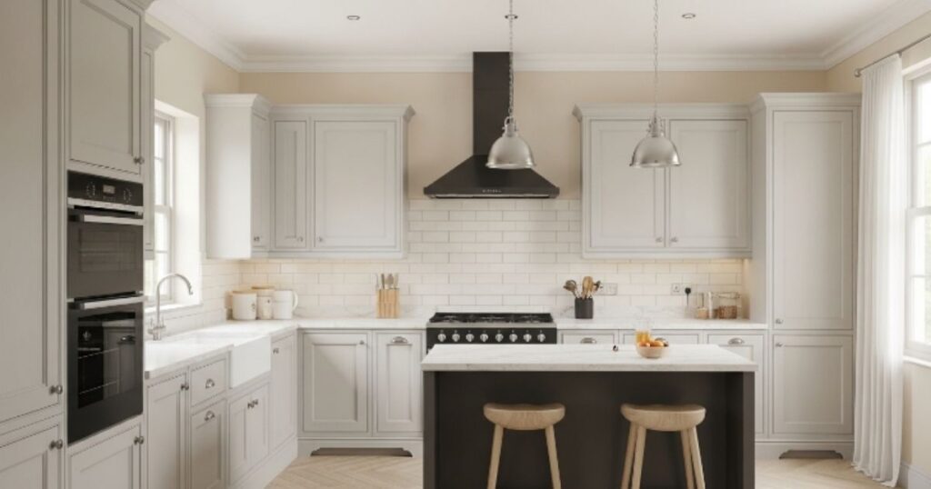 Cream Walls with Gray Cabinets
