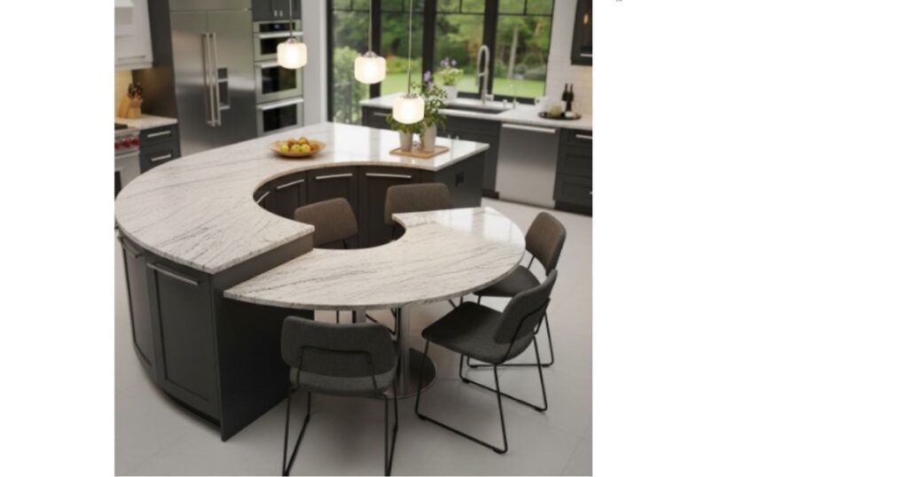 Curved Island with Semi-Circular Dining Area