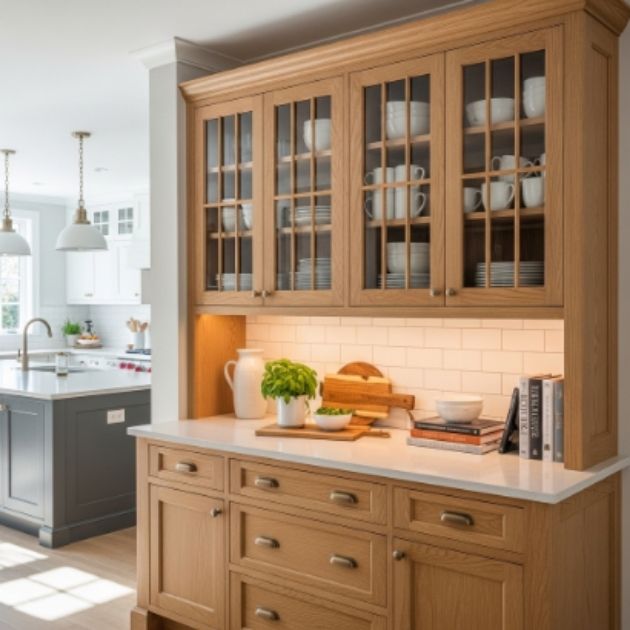 Custom Built-In Corner Hutch for Open Kitchens