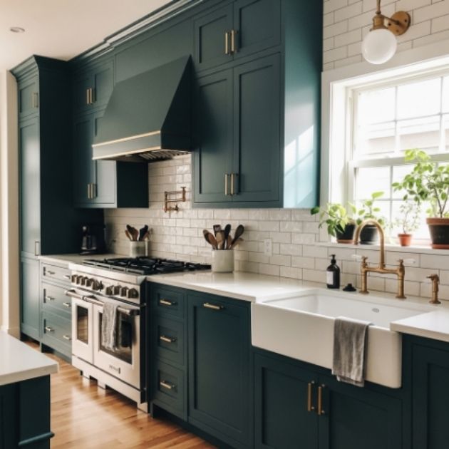 Dark Teal Kitchen Cabinets