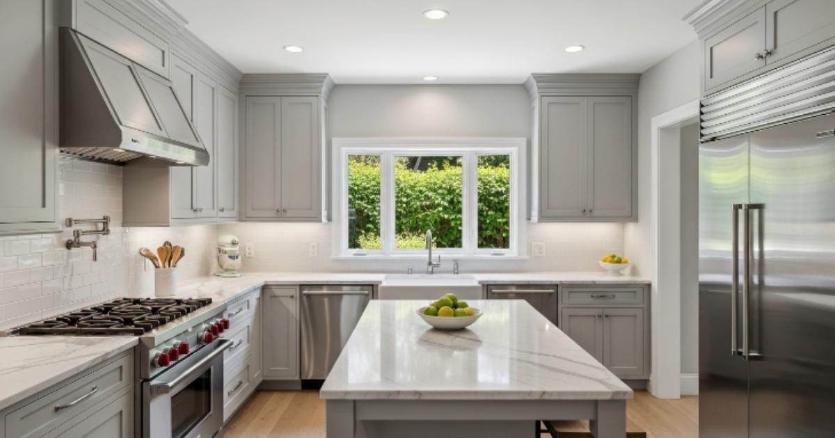 Gray kitchen cabinets