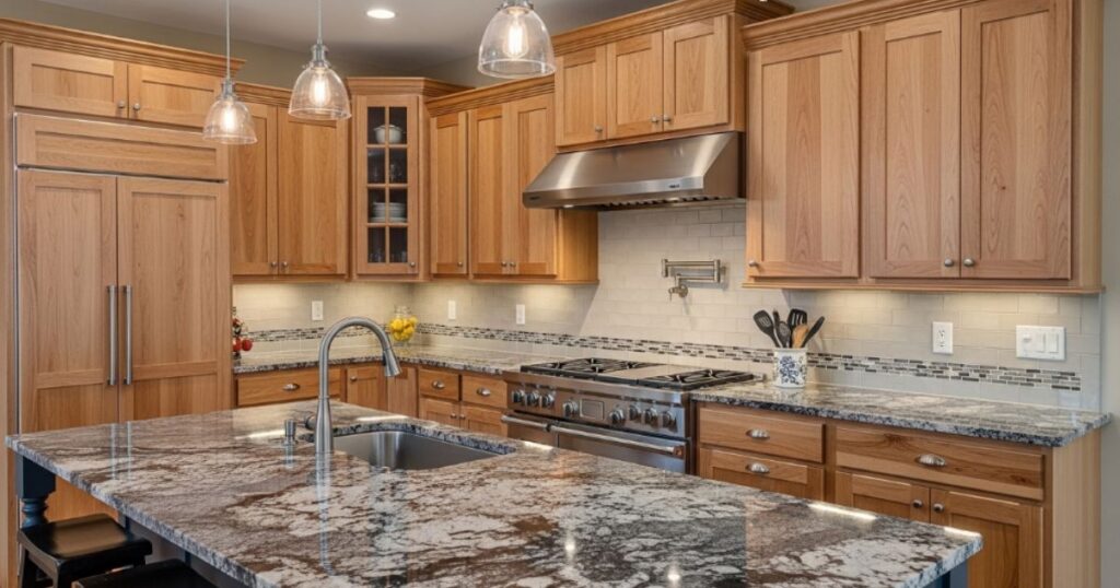 Hickory Kitchen Cabinets with Granite Countertops