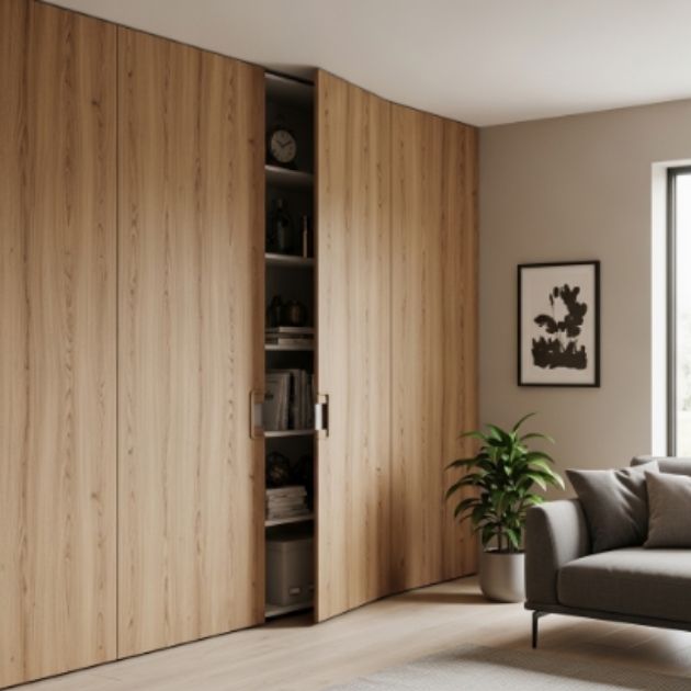 Hidden Storage Behind Corner Panels