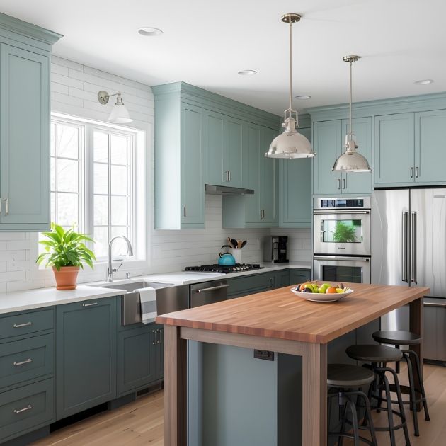 Dark Teal Kitchen Cabinets