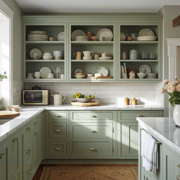 Sage Green Cabinet Style Ideas with chair