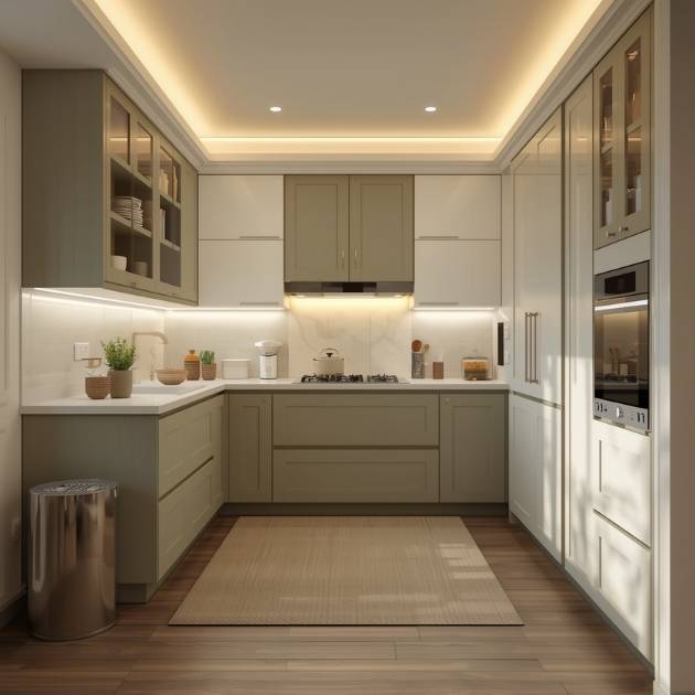 Sage Green and White Kitchen Cabinets