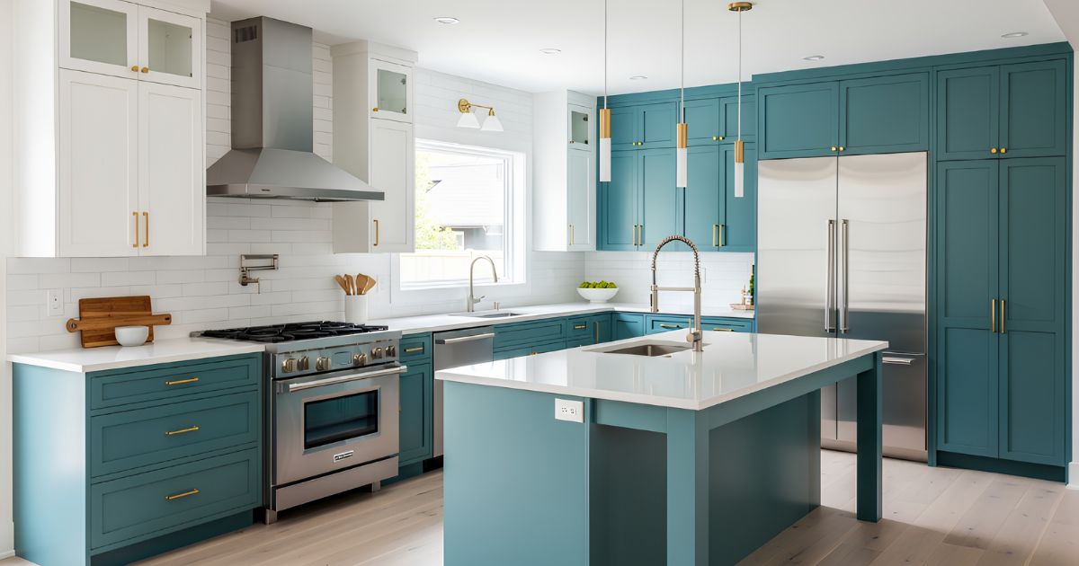 Teal Kitchen Cabinets