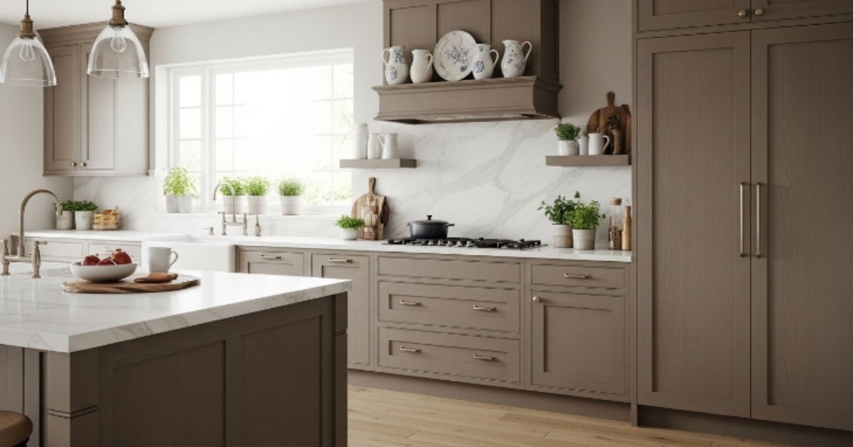 Warm Taupe Kitchen Cabinets