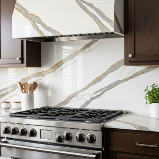 Calacatta Gold Quartz Backsplash