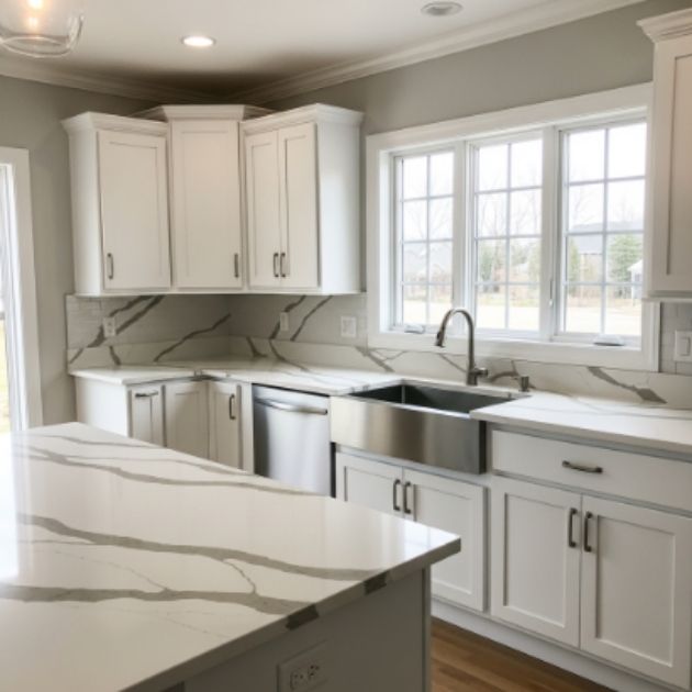 Calacatta Gold Quartz with White Cabinets
