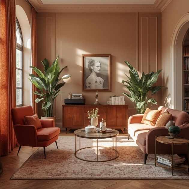 Chic Terracotta and Blush Feminine Home Office Design