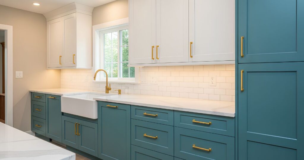 Complementing Teal Cabinets with Hardware