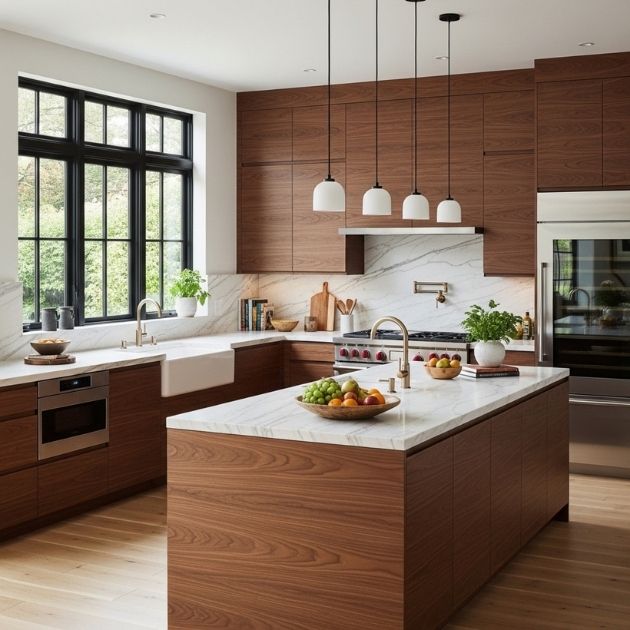 Contemporary Walnut Kitchen Cabinets