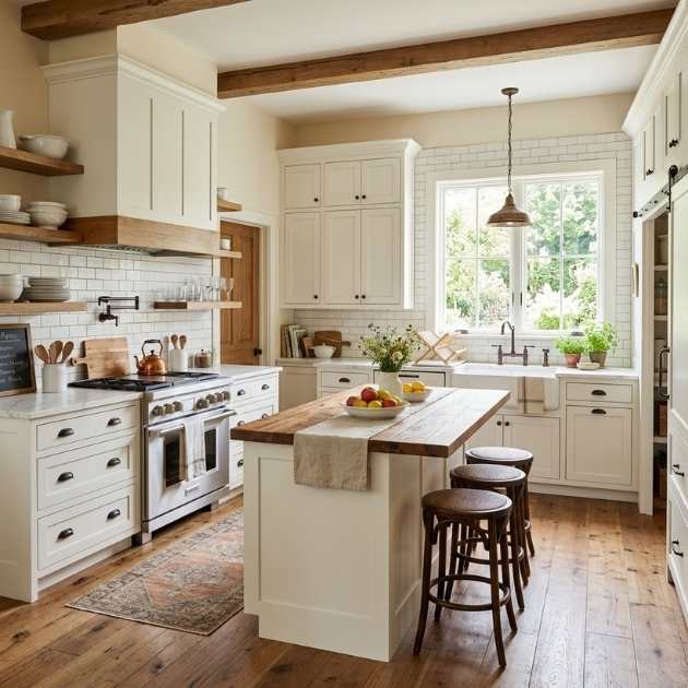 Farmhouse Style with Matte Off White Cabinets