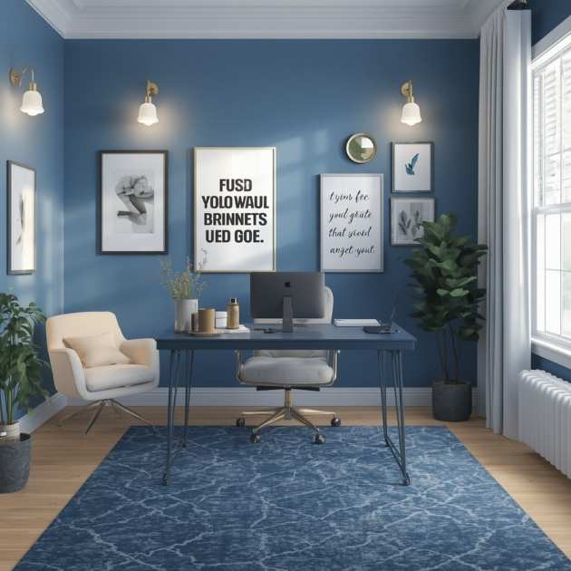 Feminine Home Office Inspiration with Calming Blue Tones
