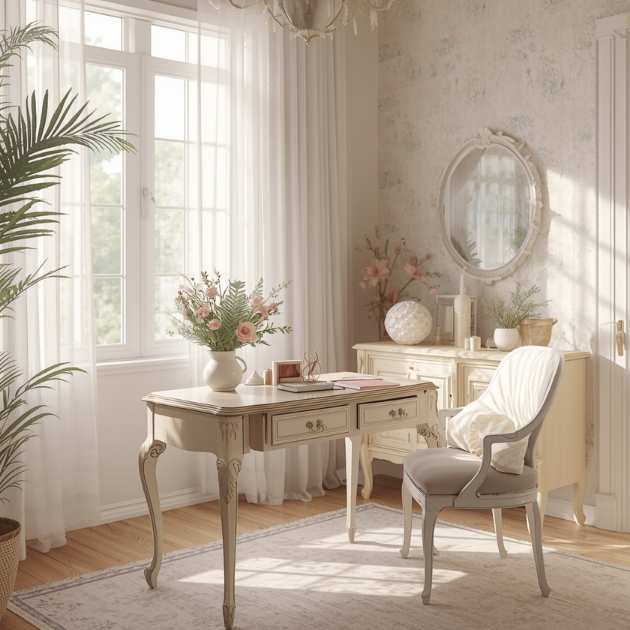 Floral and Pastel Feminine Home Office