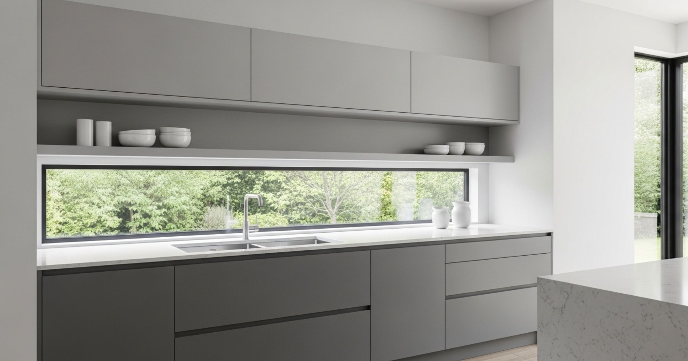 Light Gray Walls with Gray Cabinets