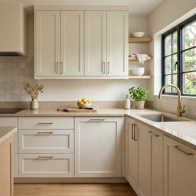 Matte and Textured Off White Cabinets