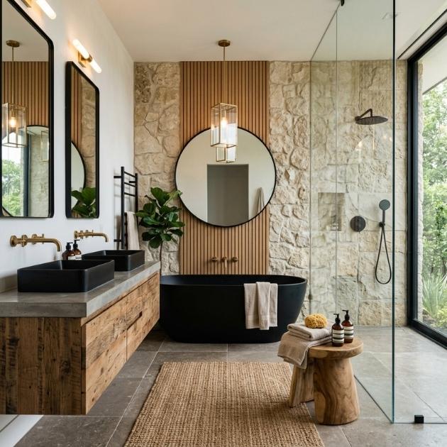 Mix Modern Fixtures with Natural Textures