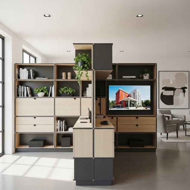 Modular Storage Wall Separates Space and Adds Function