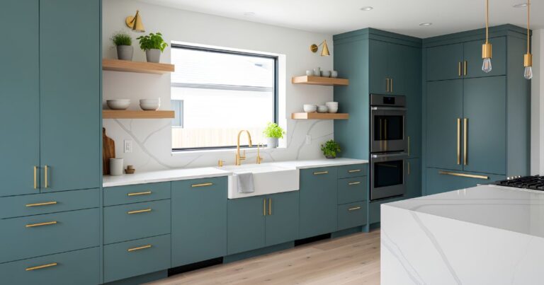 Teal Kitchen Cabinets