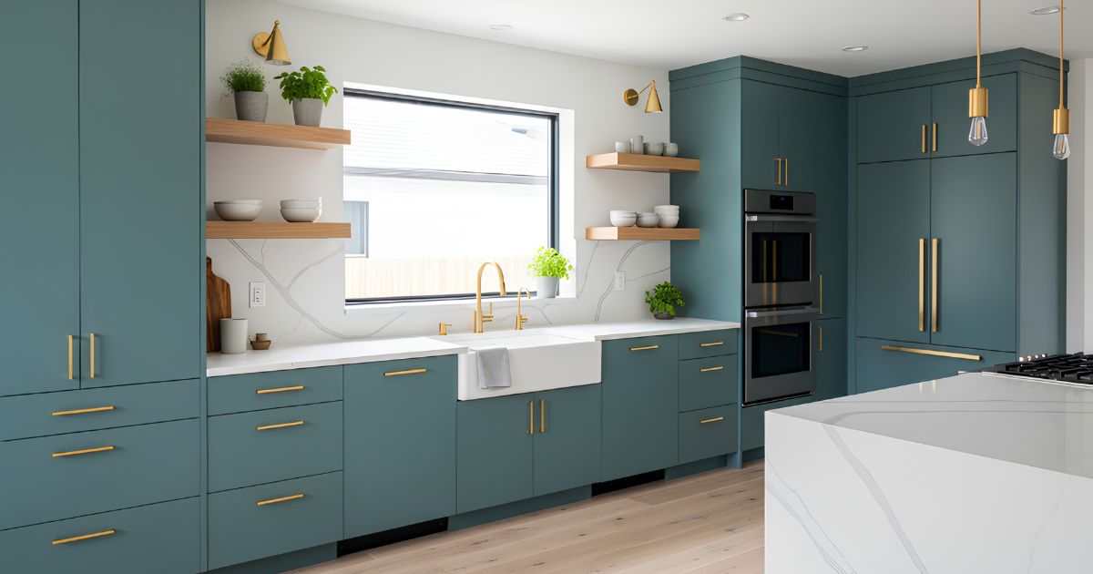 Teal Kitchen Cabinets